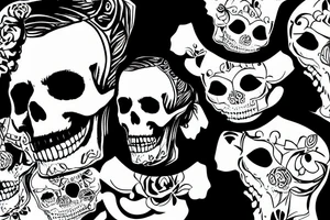 The queen Elizabeth mit a skull face tattoo idea