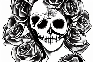 The queen Elizabeth mit a skull face tattoo idea