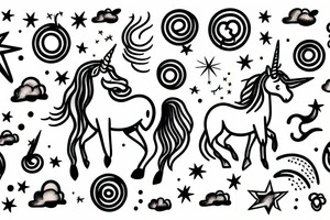 Unicorn with Aries constellation tattoo idea