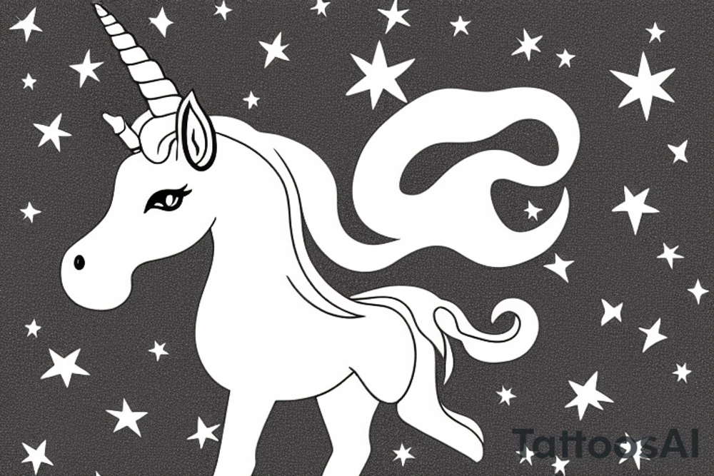 Unicorn head with Aries constellation behind tattoo idea Unicorn head with Aries constellation behind tattoo idea