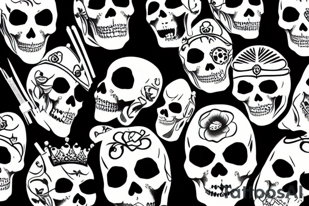 queen Elizabeth with a skull face tattoo idea