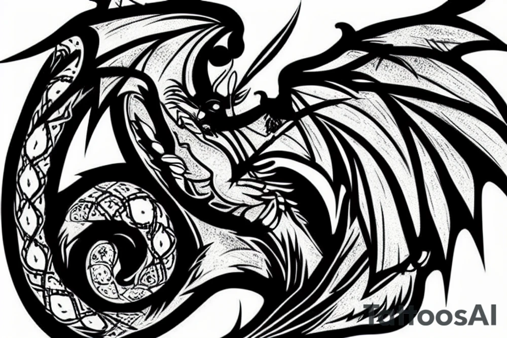 a rabbit with dragon wings tattoo idea