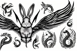 a rabbit with dragon wings tattoo idea