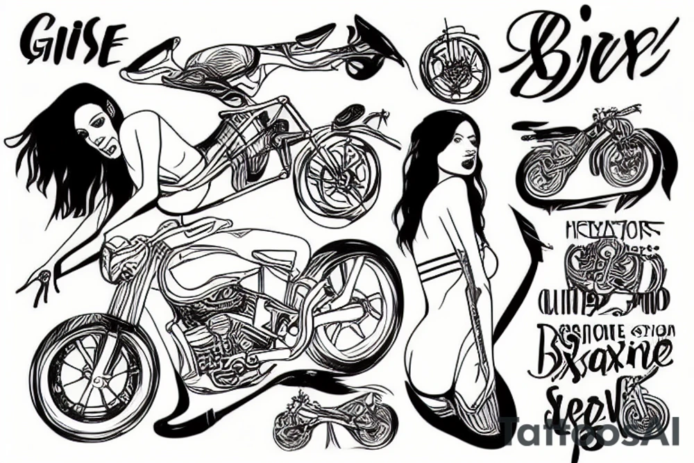 girl doing sex with bike tattoo idea