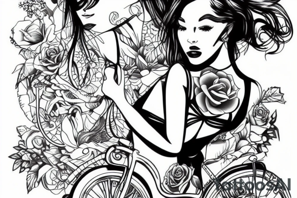 girl doing sex with bike tattoo idea