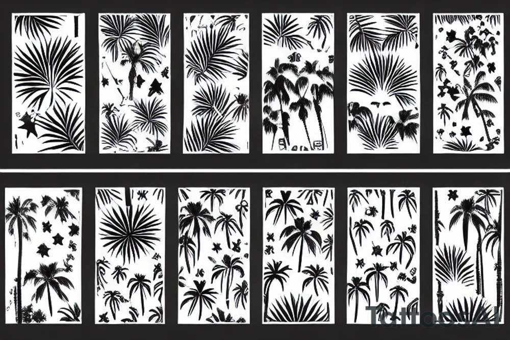 Paradies palmtree Moon jungle tattoo idea