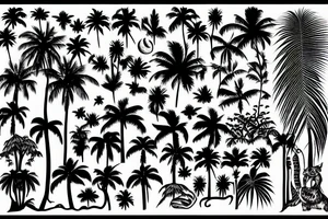 Paradise palmtree Moon jungle tattoo idea