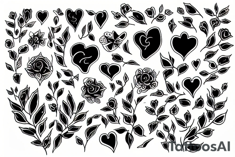 a heart that looks scary but consists of flowers and leaves tattoo idea