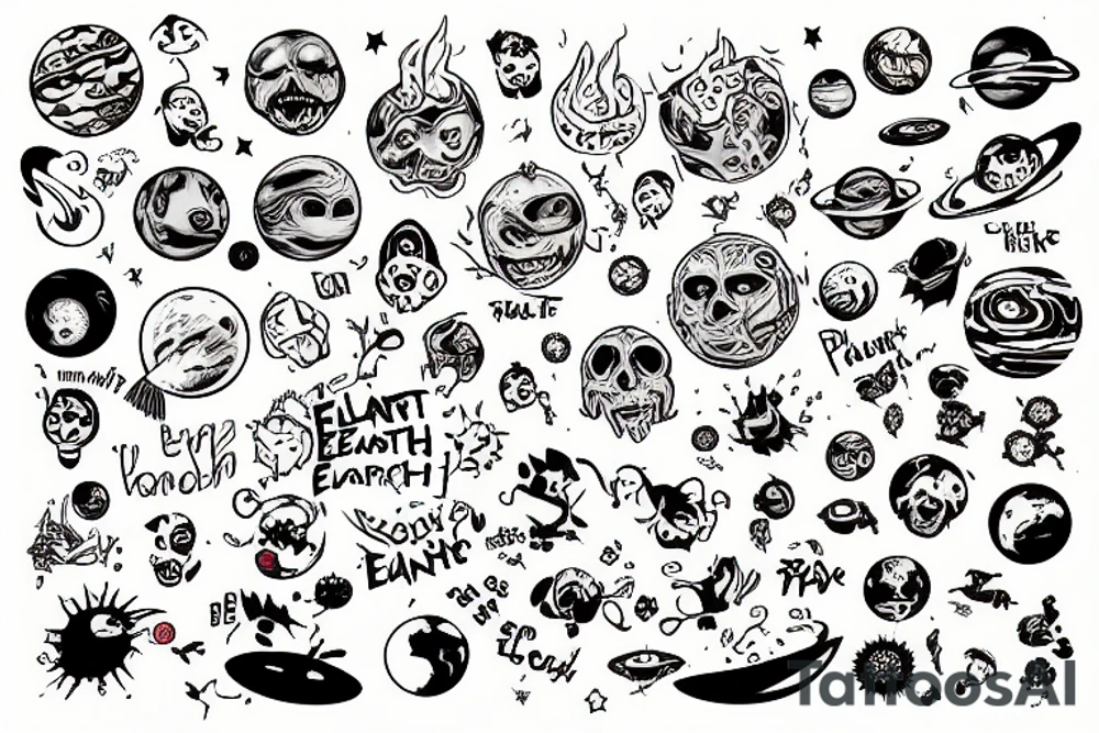 planet earth is burning tattoo idea