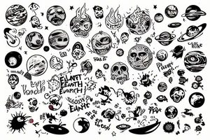 planet earth is burning tattoo idea