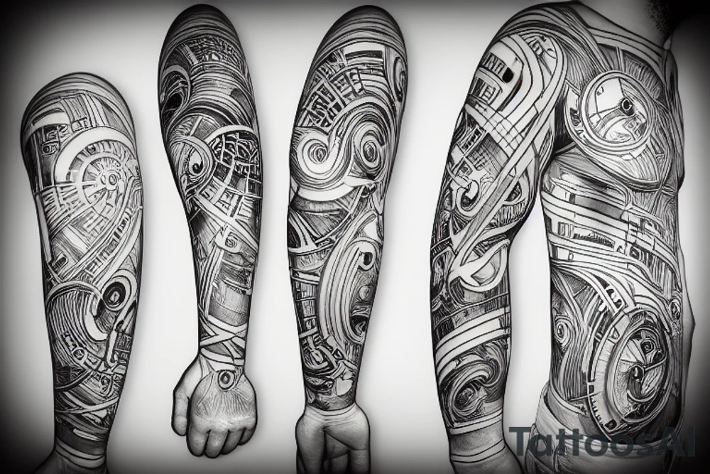 Blueprint technical map tattoo idea