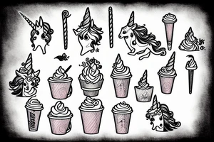 unicorn drinking coffee tattoo idea