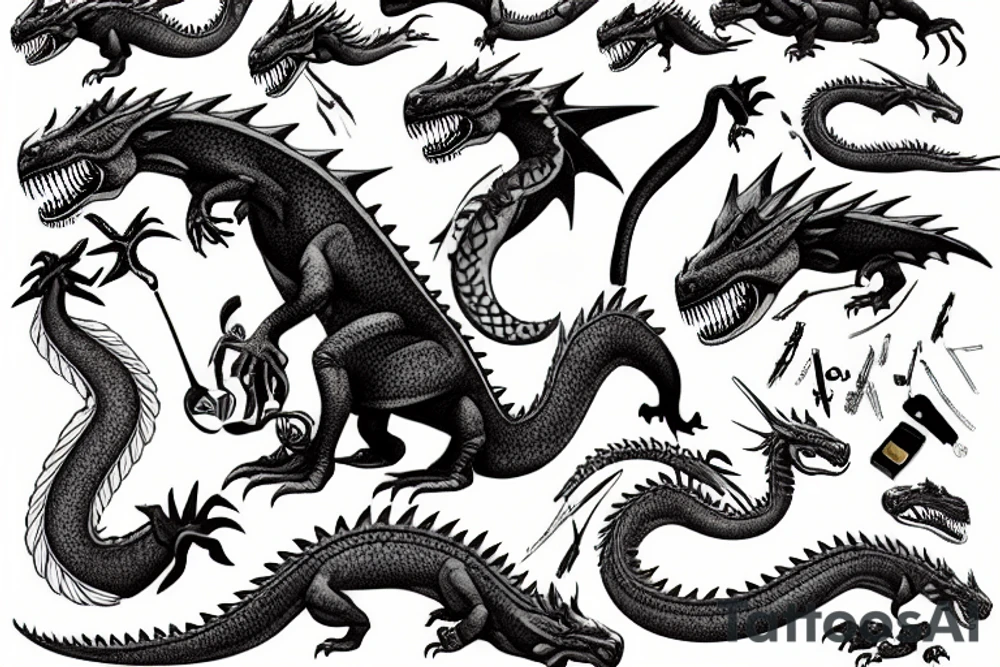 dragon t-rex tattoo idea