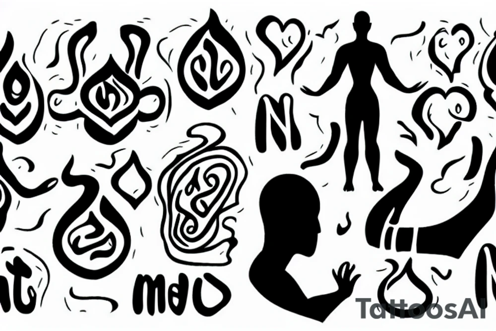 Burning meditating monk silhouette tattoo idea