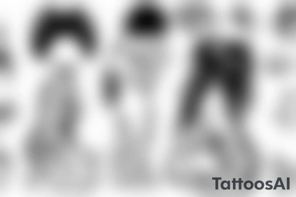 Little girl on her knees giving a man head silhouette tattoo idea