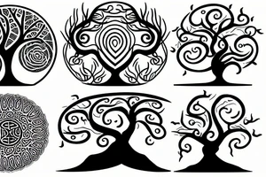 Tree of Life with the bark of yin and yang backset to the seasons of life tattoo idea