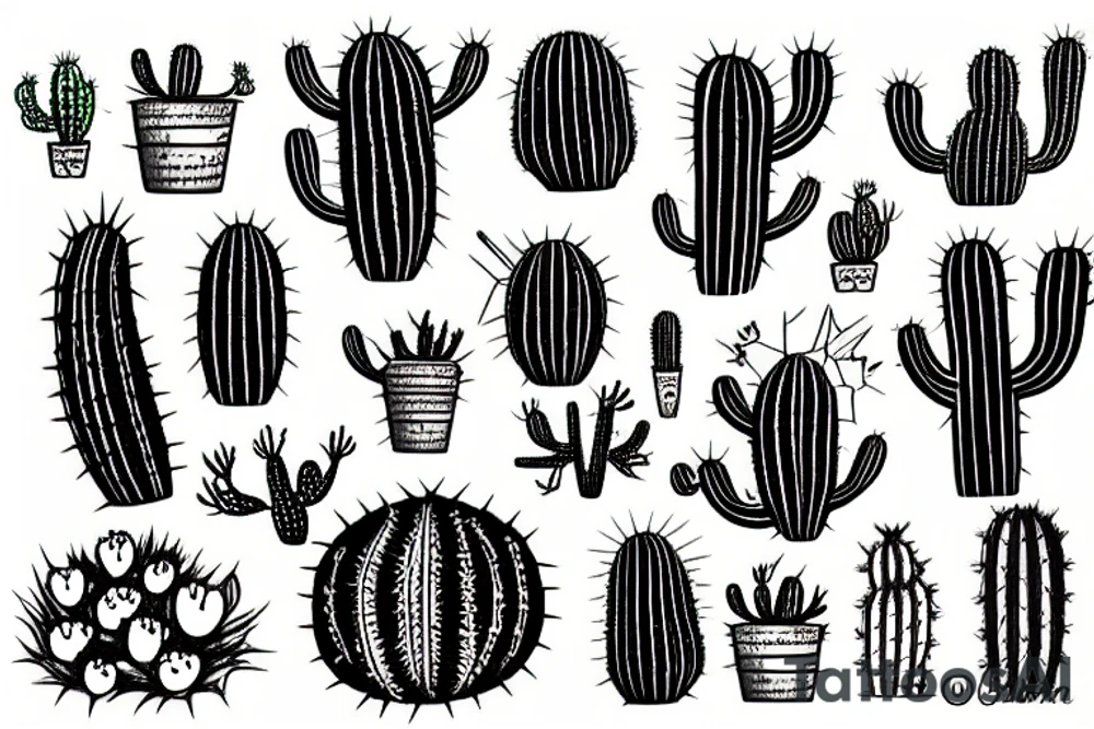 alien cactus tattoo idea