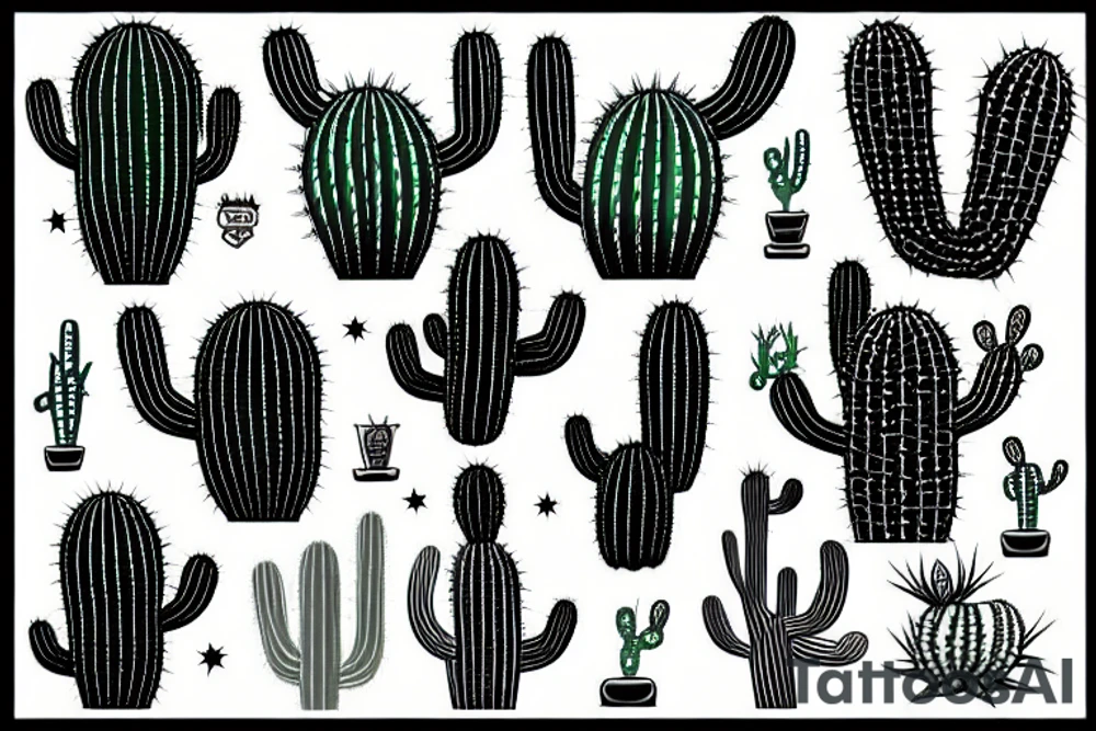 alien cactus tattoo idea