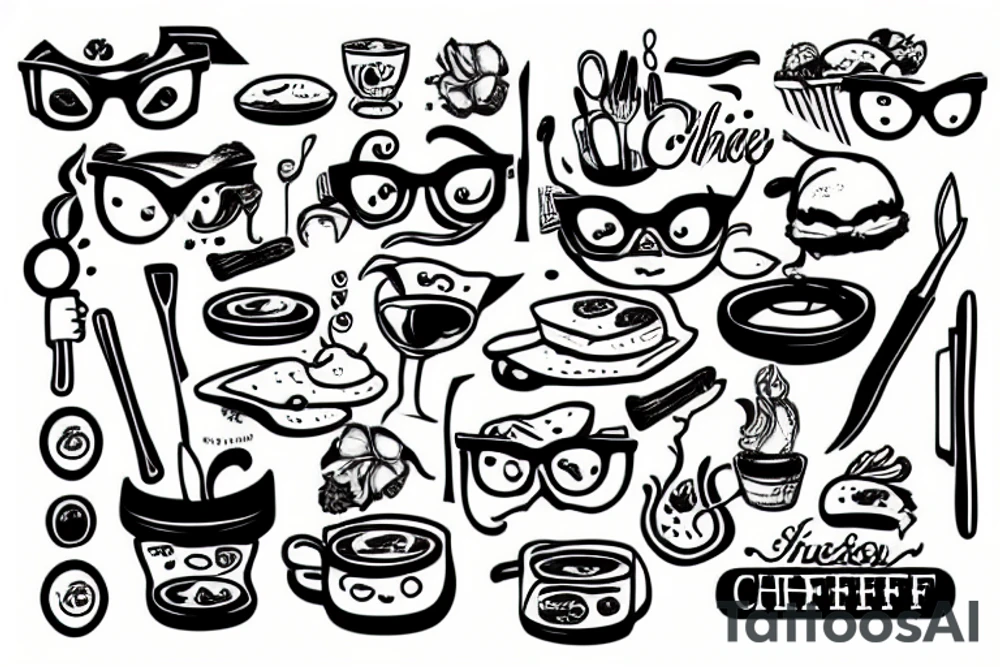 chef with glasses tattoo idea
