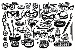 chef with glasses tattoo idea