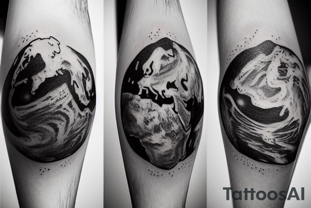 An earth split into two parts. One part of the earth good and one part of the earth bad. tattoo idea