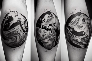 An earth split into two parts. One part of the earth good and one part of the earth bad. tattoo idea