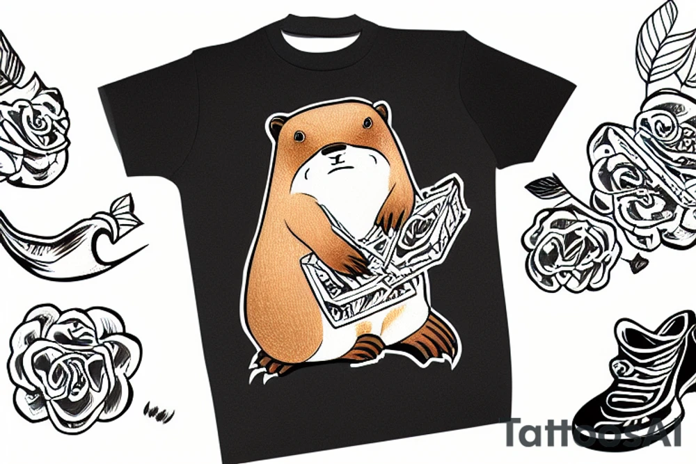 A beaver wearing a sweatshirt tattoo idea