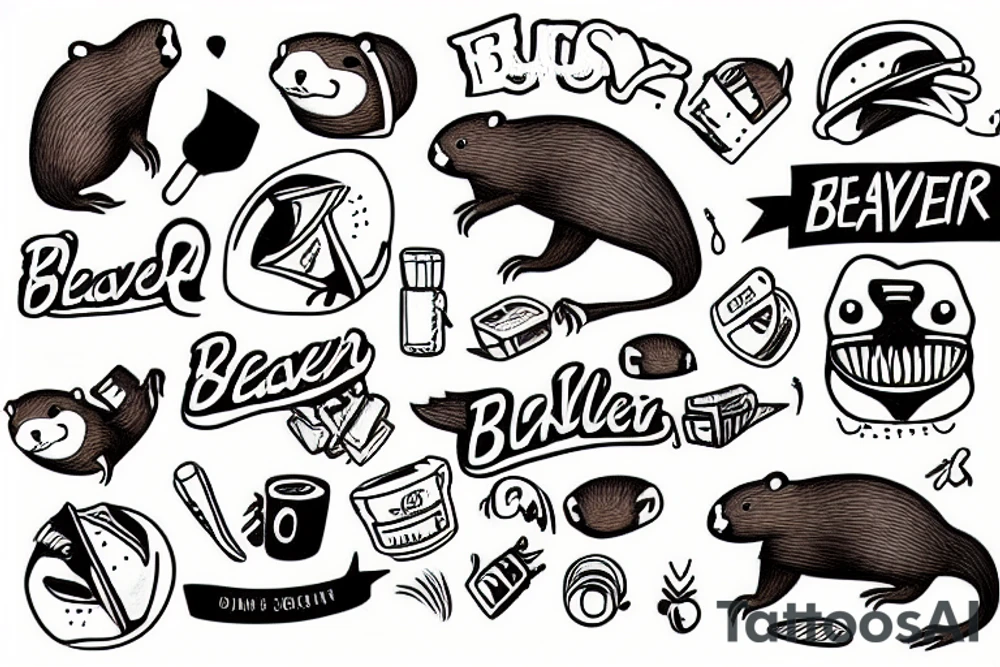 A beaver wearing a sweatshirt tattoo idea