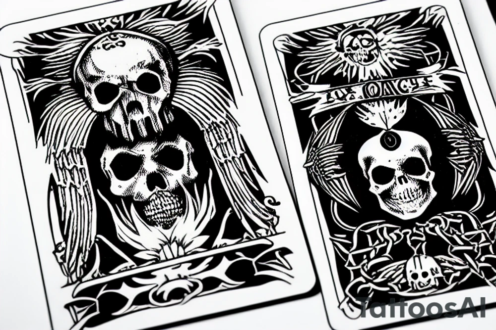 death tarot card with a skull and a dagger tattoo idea