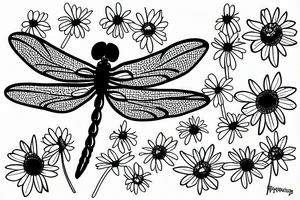 Dragonfly on a daisy tattoo idea
