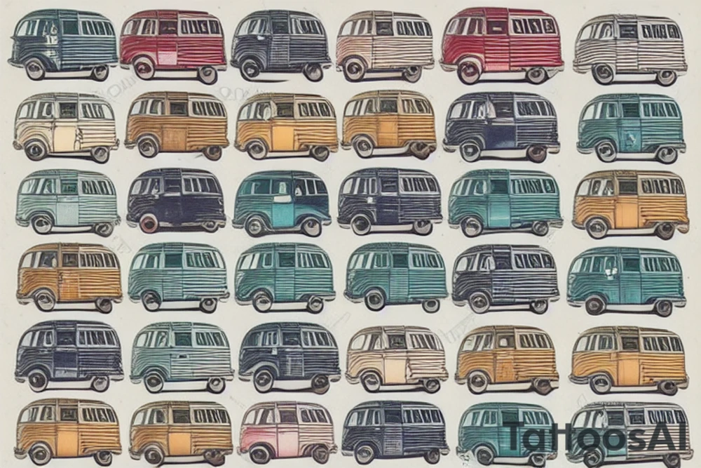 vintage VW van in a polaroid picture tattoo idea