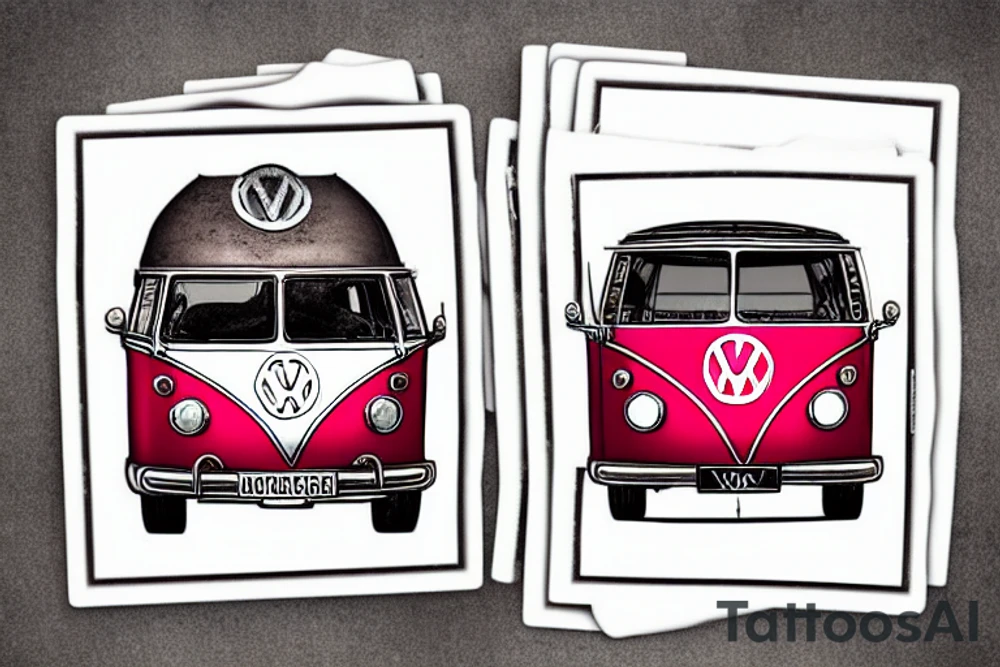 vintage VW van in a polaroid picture tattoo idea