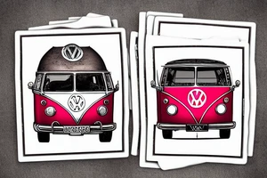 vintage VW van in a polaroid picture tattoo idea