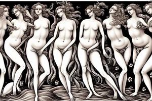 birth of venus as a mermaid skeleton tattoo idea