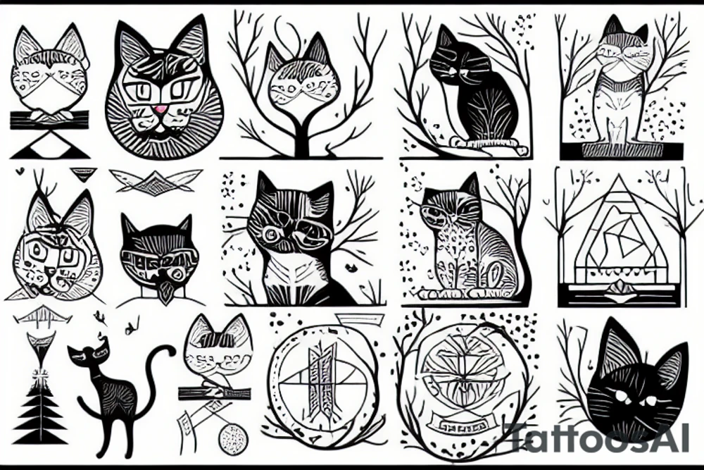 Cat and tree tattoo idea