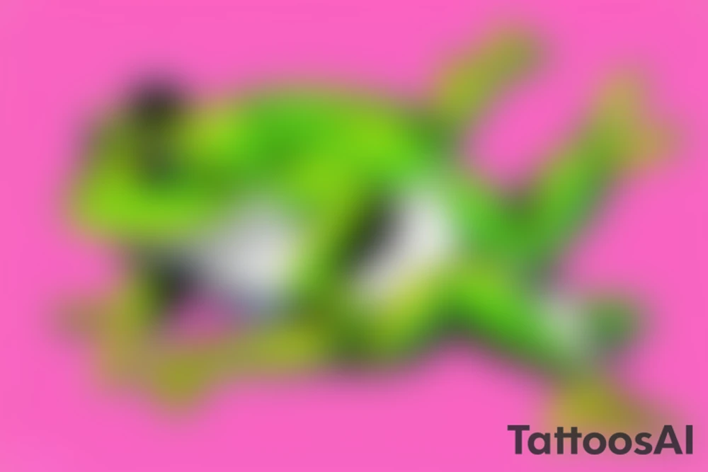 very muscular Anthropomorphic frog in a fighter's stance wearing boxing gloves tattoo idea