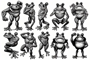 very muscular Anthropomorphic frog riding a horse tattoo idea