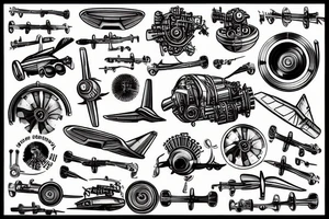 Aircraft engine with wrenches tattoo idea