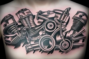 Aircraft engine with wrenches tattoo idea