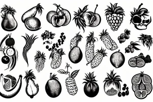 Strange Plants & Fruits tattoo idea