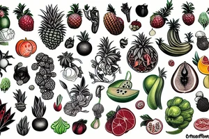 Strange Plants & Fruits tattoo idea