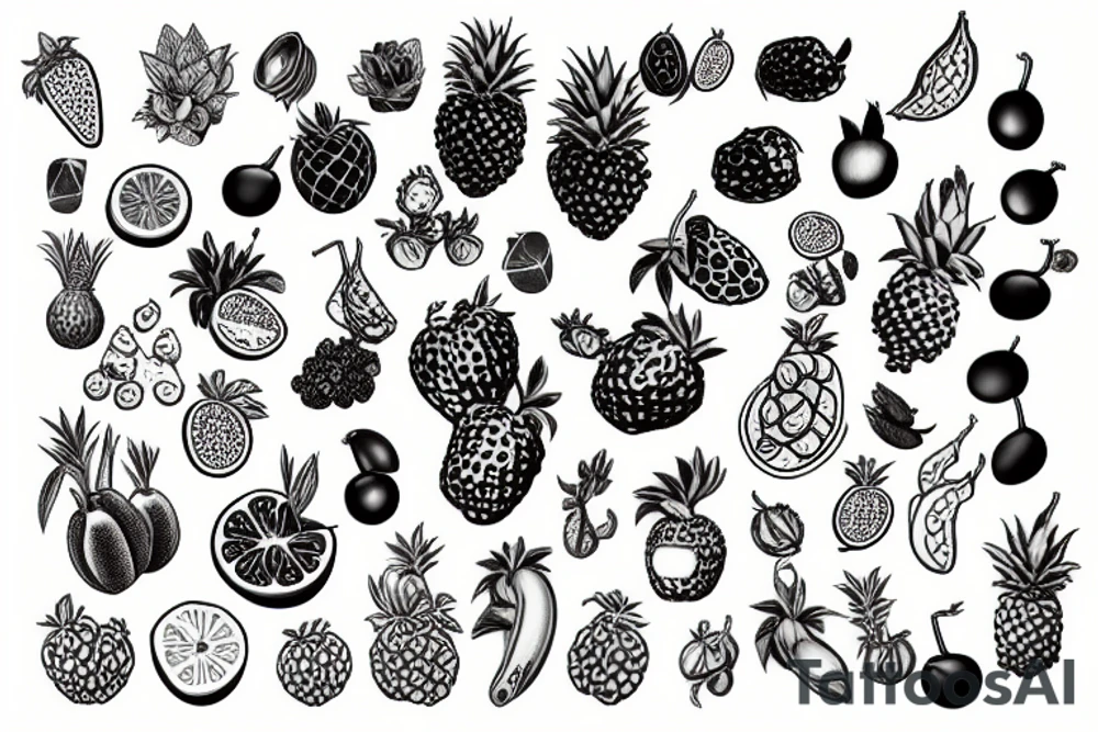 Strange Plants & Fruits tattoo idea
