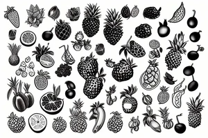Strange Plants & Fruits tattoo idea