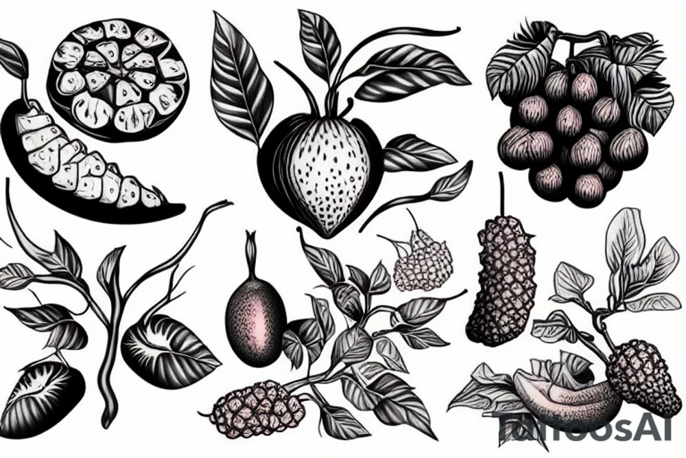 Strange Plants & Fruits tattoo idea