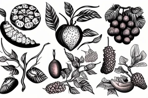 Strange Plants & Fruits tattoo idea