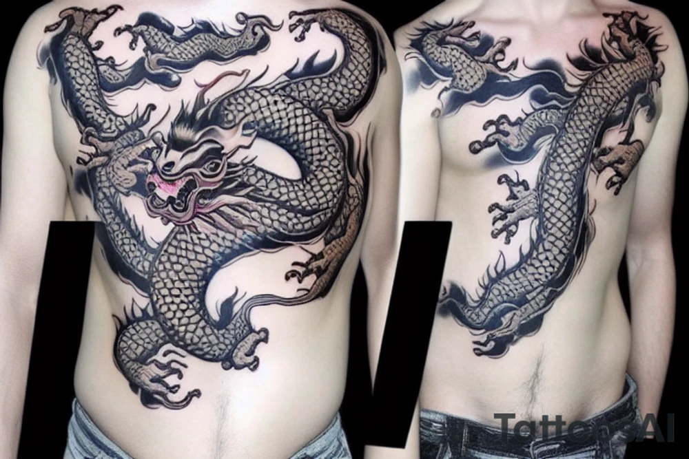 Chinese dragon tattoo on side hip tattoo idea