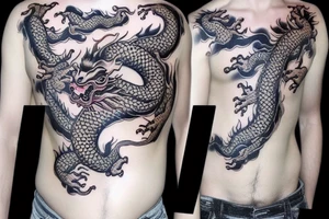 Chinese dragon tattoo on side hip tattoo idea