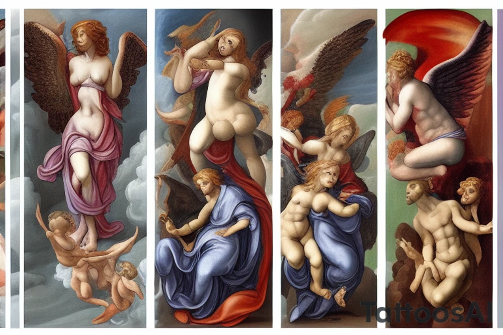 renaissance painting of angels and demons tattoo idea