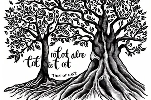 trunk of a tree with the quote "not all those who wander are lost tattoo idea