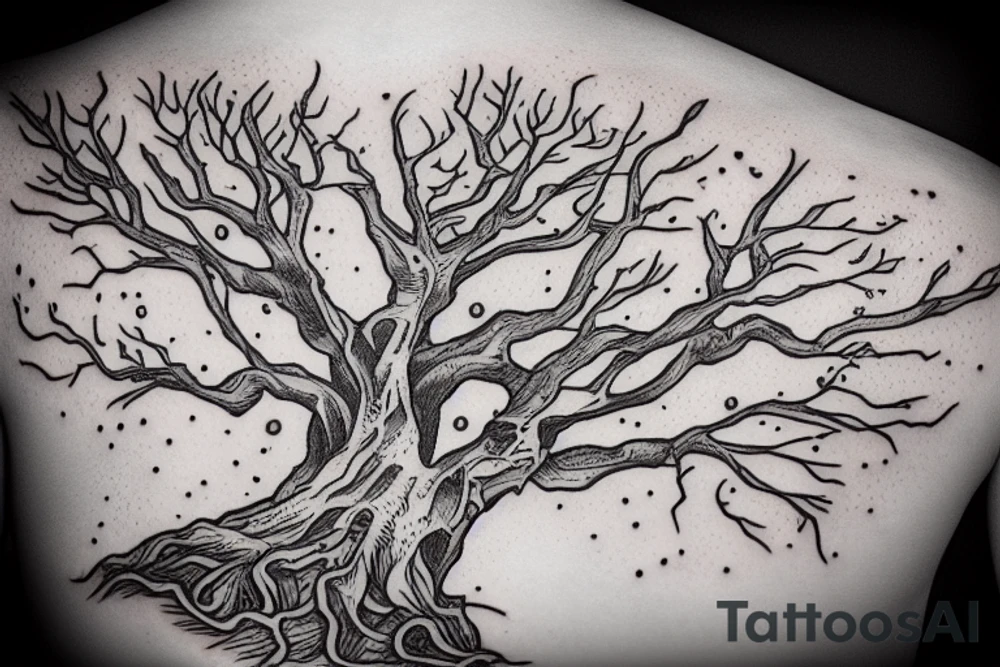 trunk of a tree with the quote "not all those who wander are lost tattoo idea